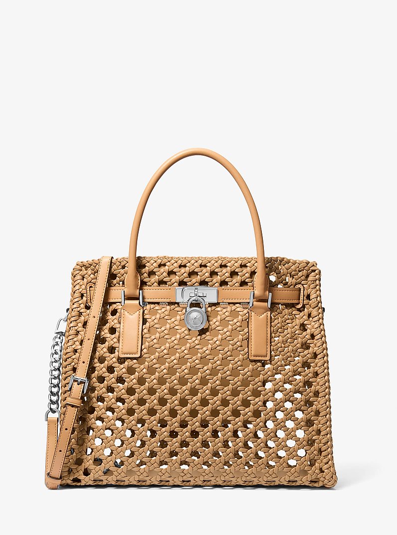 Hamilton Moderne Large Hand-Woven Satchel in PEANUT