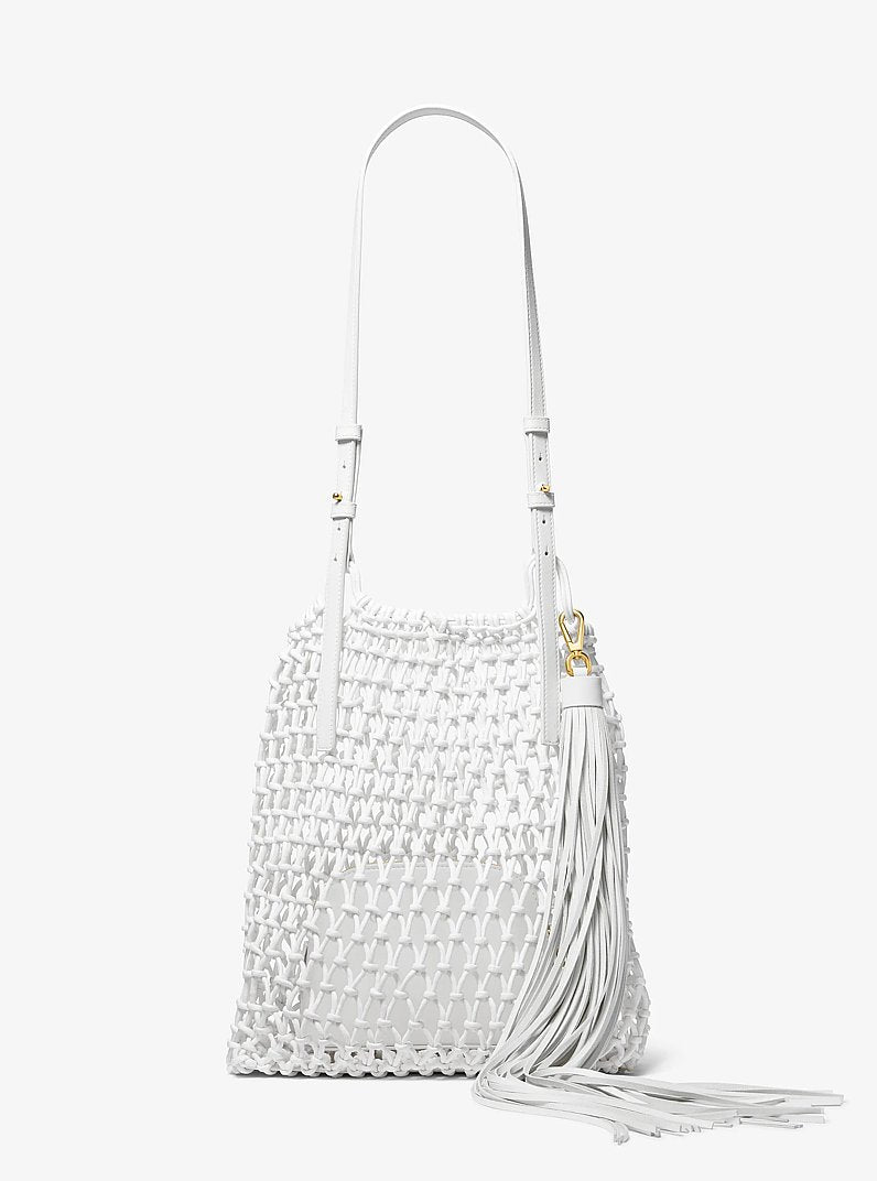 Loli Macrame Shoulder Bag in OPTIC WHITE
