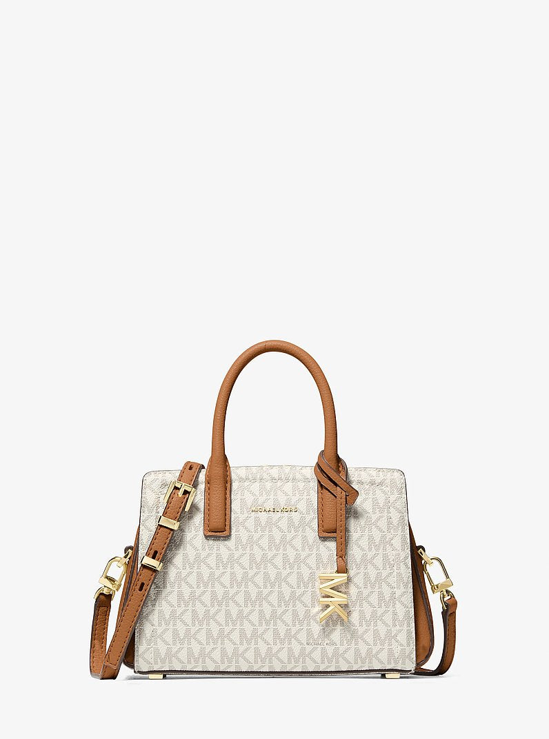 Laila Extra-Small Signature Logo Crossbody Bag in VANILLA/ACORN