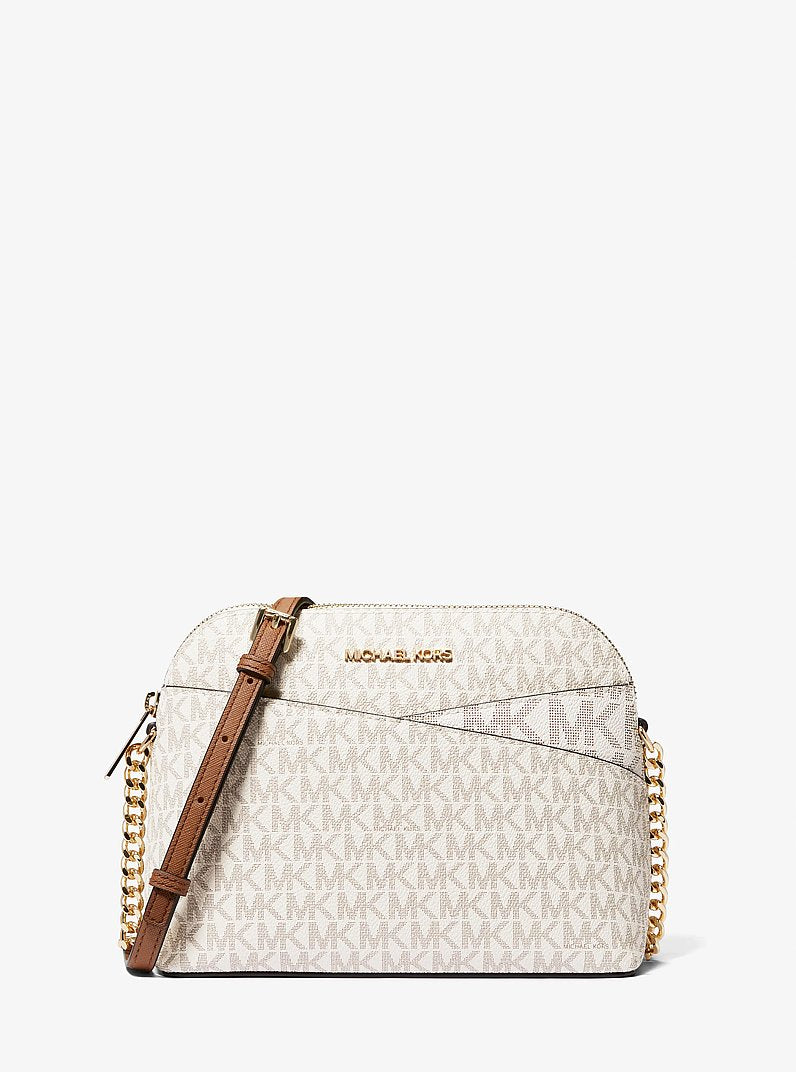 Jet Set Travel Medium Logo Dome Crossbody Bag in VANILLA | Michael Kors