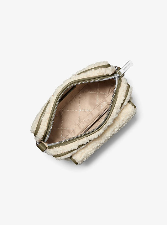 Bradshaw Extra-Small Faux Shearling Camera Crossbody Bag in OLIVE | Michael Kors