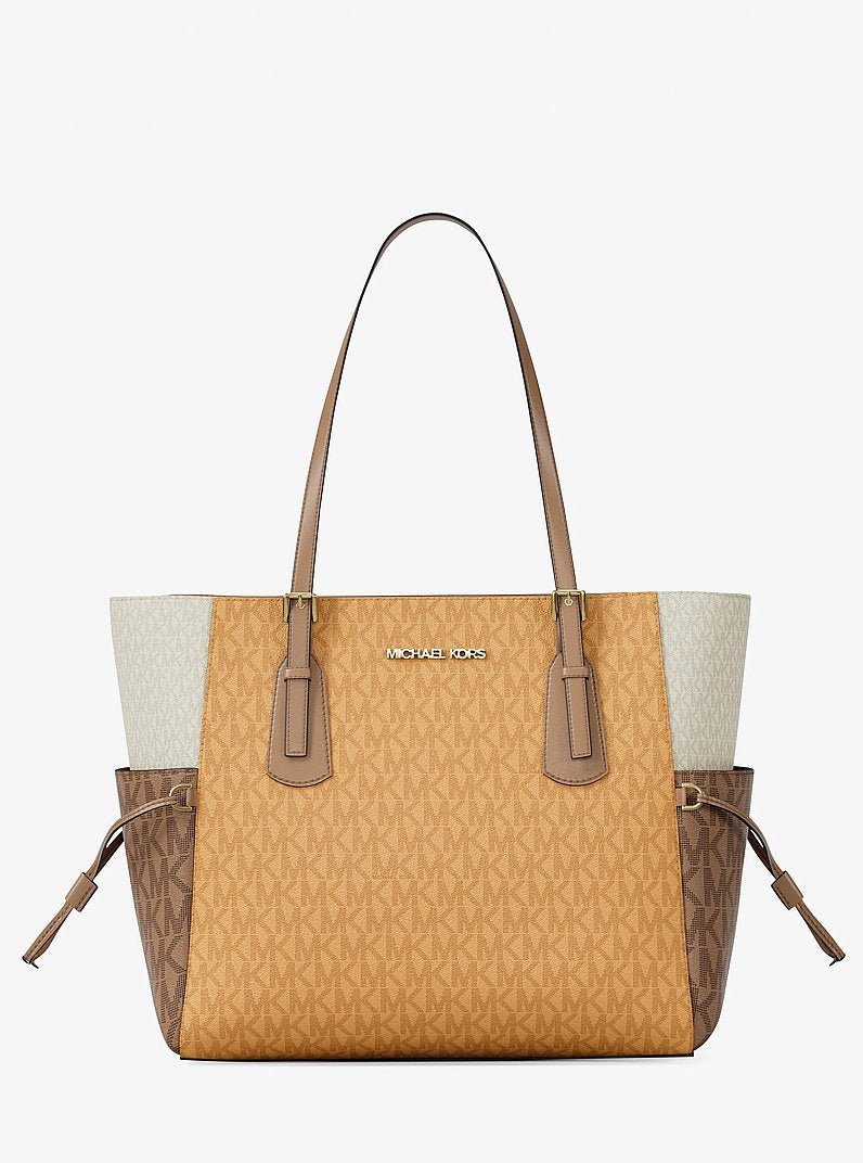 Voyager Large Color-Block Signature Logo Tote Bag in HONEYWHEAT MULTI