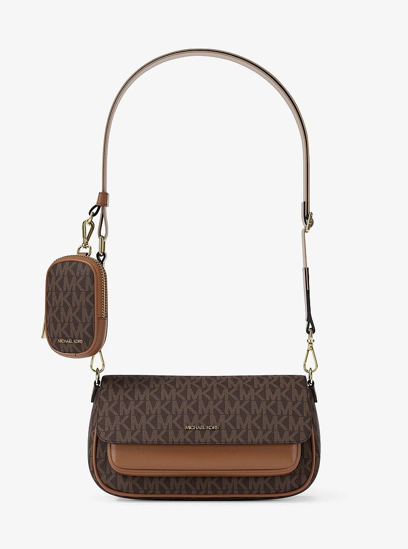 Jet Set Travel Small Signature Logo Crossbody Bag With Pouch in BROWN | Michael Kors