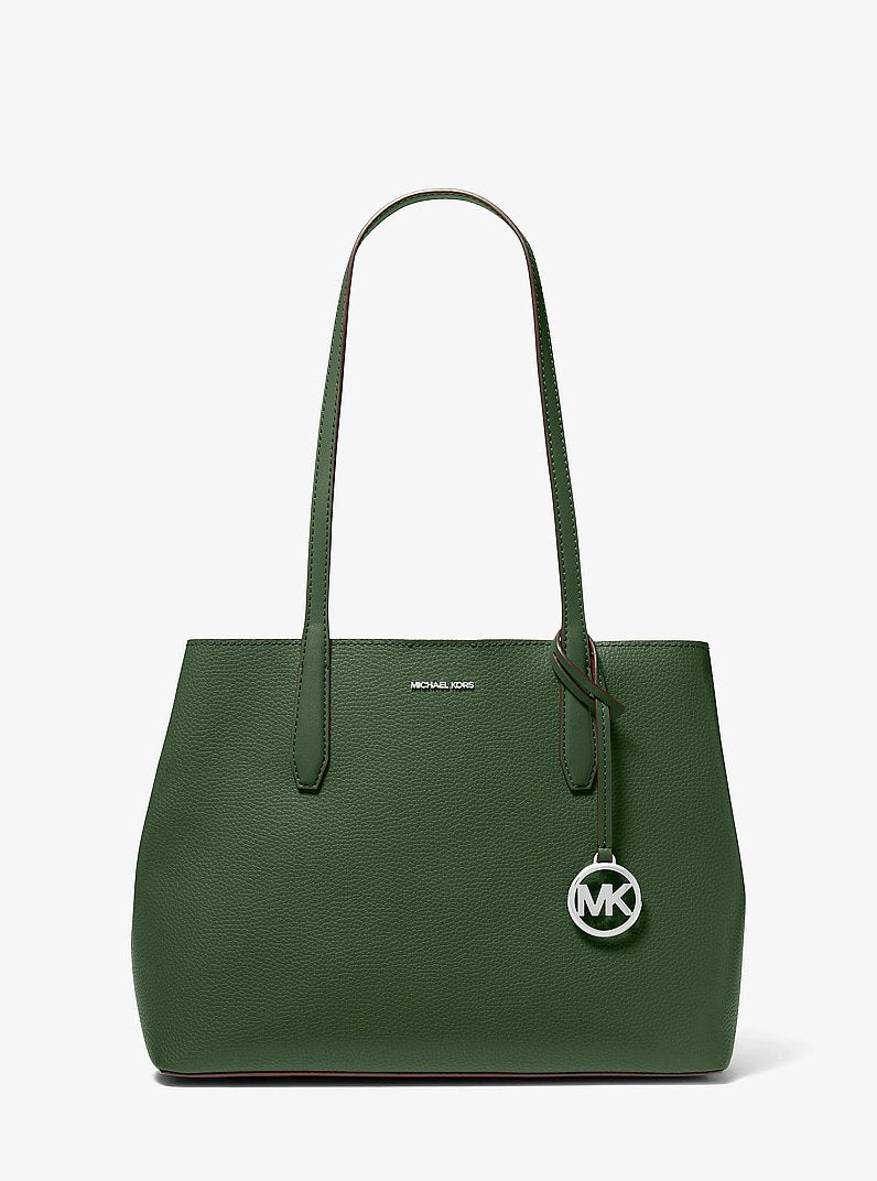 Avalon Medium Pebbled Leather Tote Bag in AMAZON GREEN
