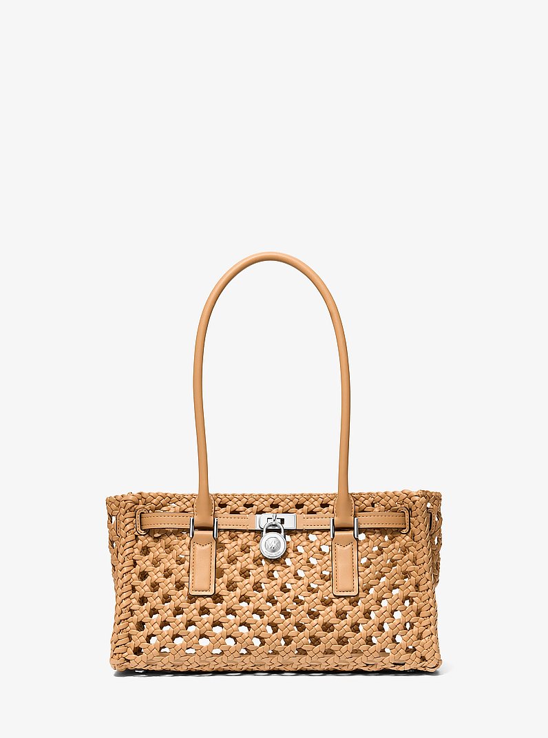 Hamilton Moderne Small Hand-Woven Satchel in PEANUT