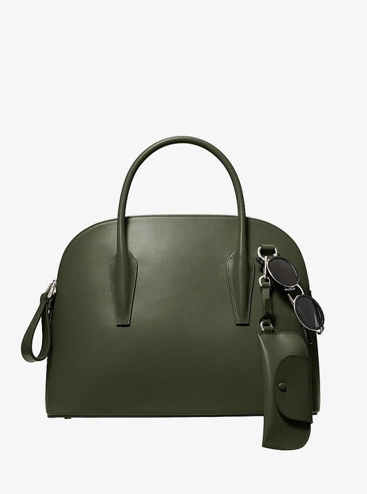 Michael Kors Kaitlin Large Leather Dome Satchel | Limited Edition — Made in Italy en Black — vista frontal | Original Export