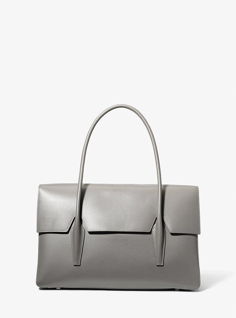 Natasha Large Leather Satchel in BLACK