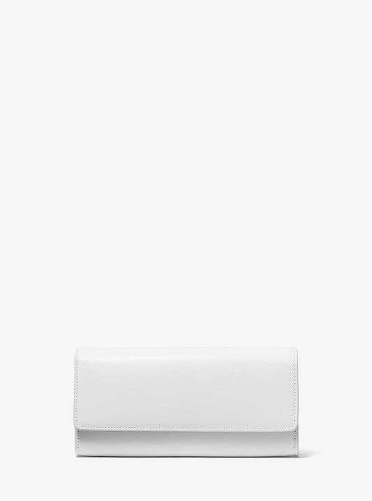 Michael Kors Cate Leather Clutch | Limited Edition — Made in Italy en Optic White — vista frontal | Original Export