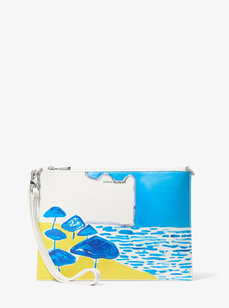 Michael Kors X Christina Zimpel Jet Set Extra-Large Convertible Wristlet in MILOS BLUE