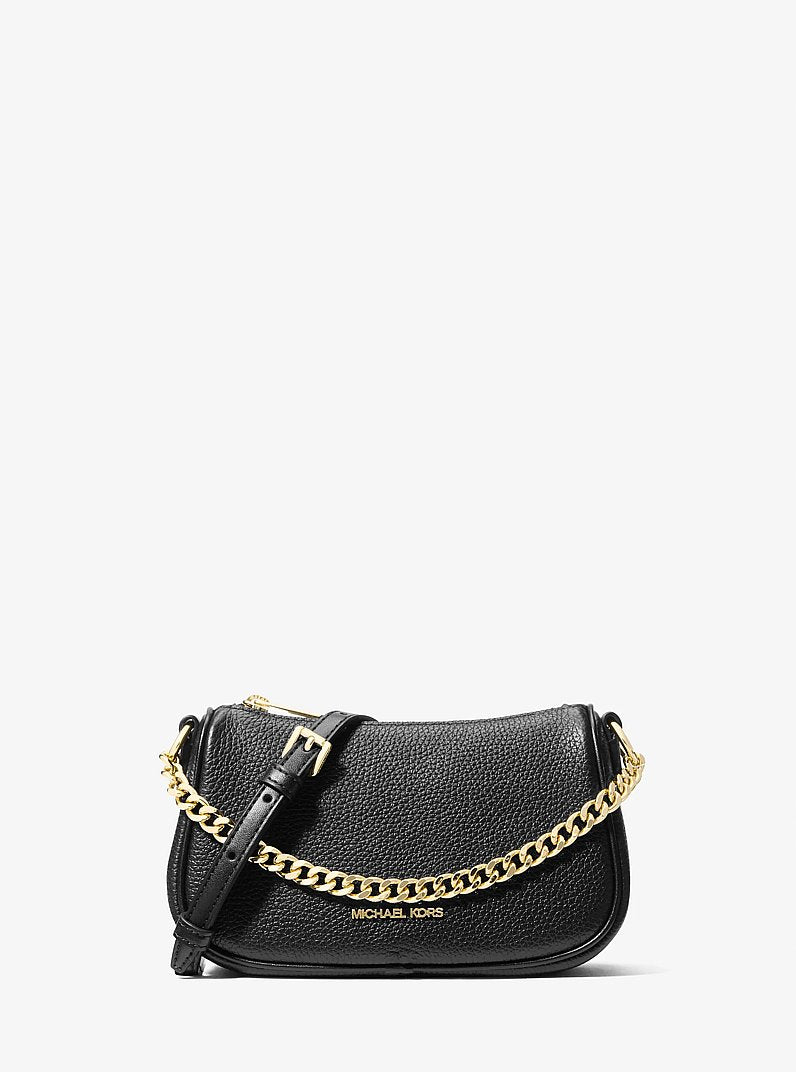 Carmela Small Pebbled Leather Convertible Crossbody Bag in BLACK | Michael Kors