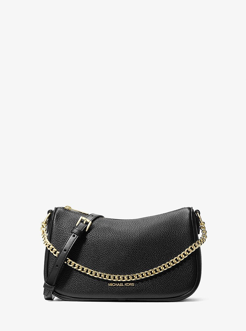 Carmela Medium Pebbled Leather Convertible Crossbody Bag in BLACK | Michael Kors