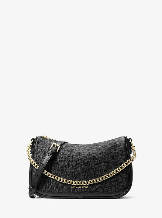 Carmela Medium Pebbled Leather Convertible Crossbody Bag in BLACK | Michael Kors