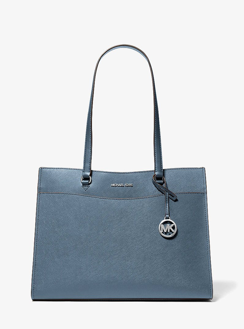 Jet Set Travel Large Saffiano Leather Tote Bag in DENIM
