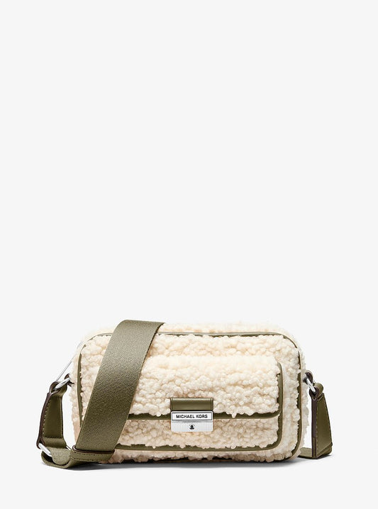 Bradshaw Extra-Small Faux Shearling Camera Crossbody Bag in OLIVE | Michael Kors