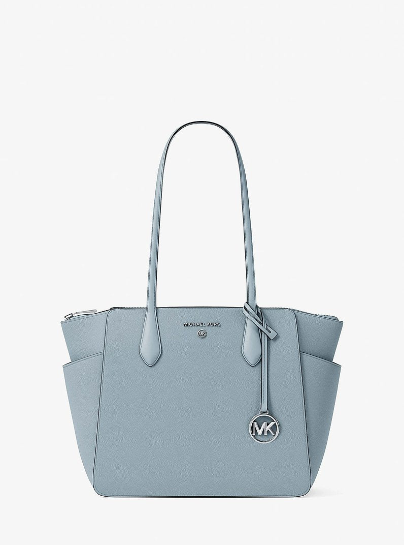 Marilyn Medium Saffiano Leather Tote Bag in BLACK