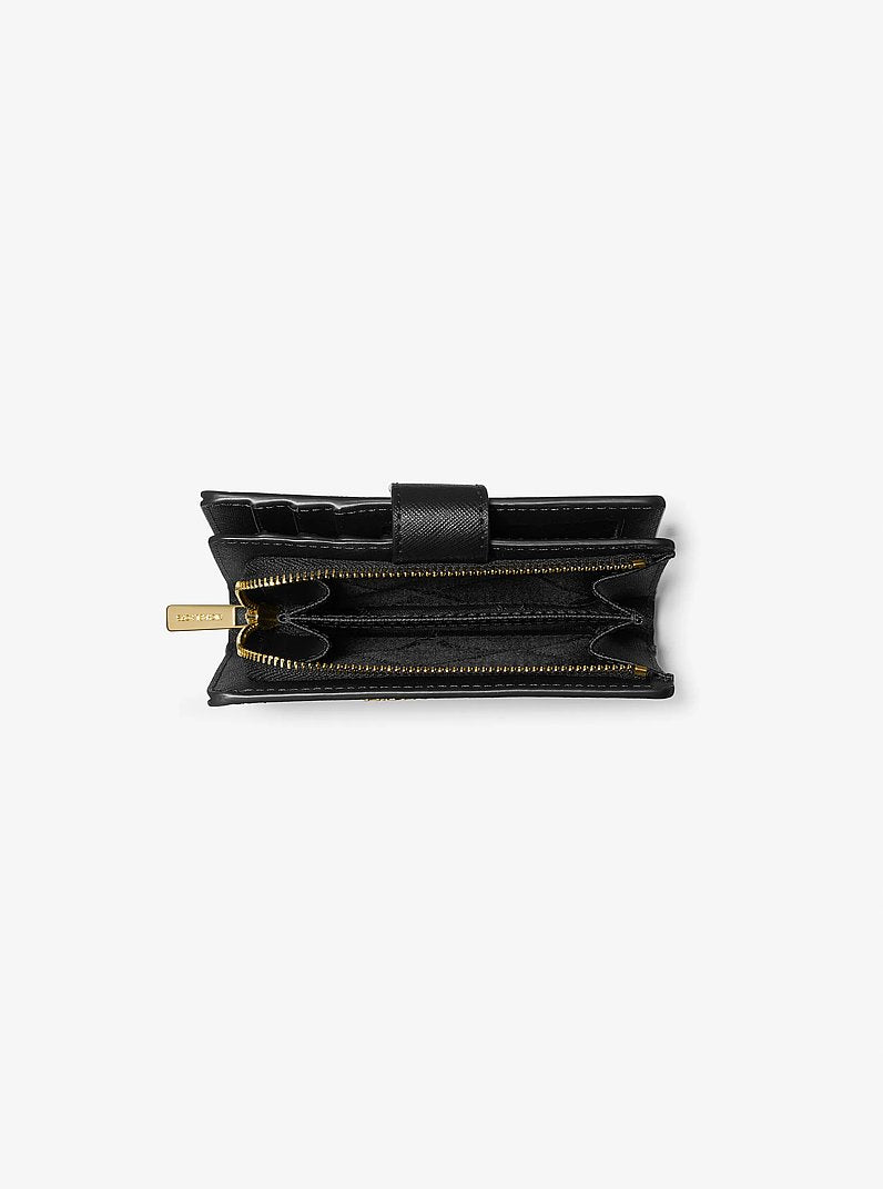 Carteira Michael Kors Medium Crossgrain Leather Wallet, Couro Crossgrain, cor Preto, vista interna | Original Exports