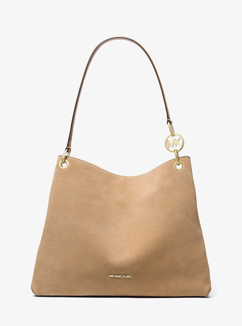 Christina Large Suede Shoulder Bag in HONEYWHEAT