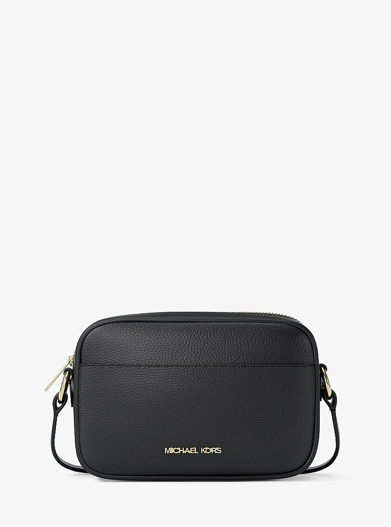Jet Set Small Pebbled Leather Camera Crossbody Bag in BLACK | Michael Kors