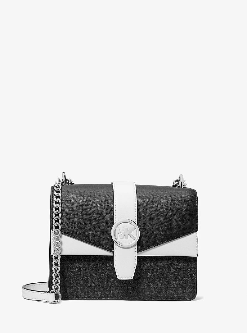 Greenwich Small Color-Block Signature Logo Crossbody Bag in BLACK COMBO | Michael Kors