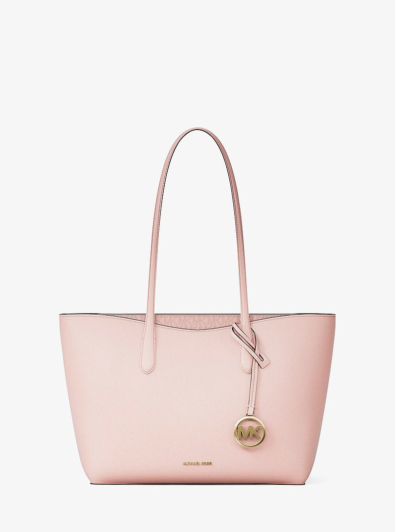Arden Large Pebbled Leather Tote Bag in POWDER BLUSH
