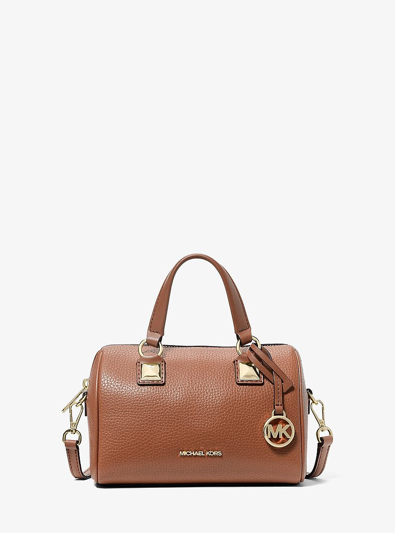 Grayson Small Pebbled Leather Duffel Crossbody Bag in LUGGAGE | Michael Kors