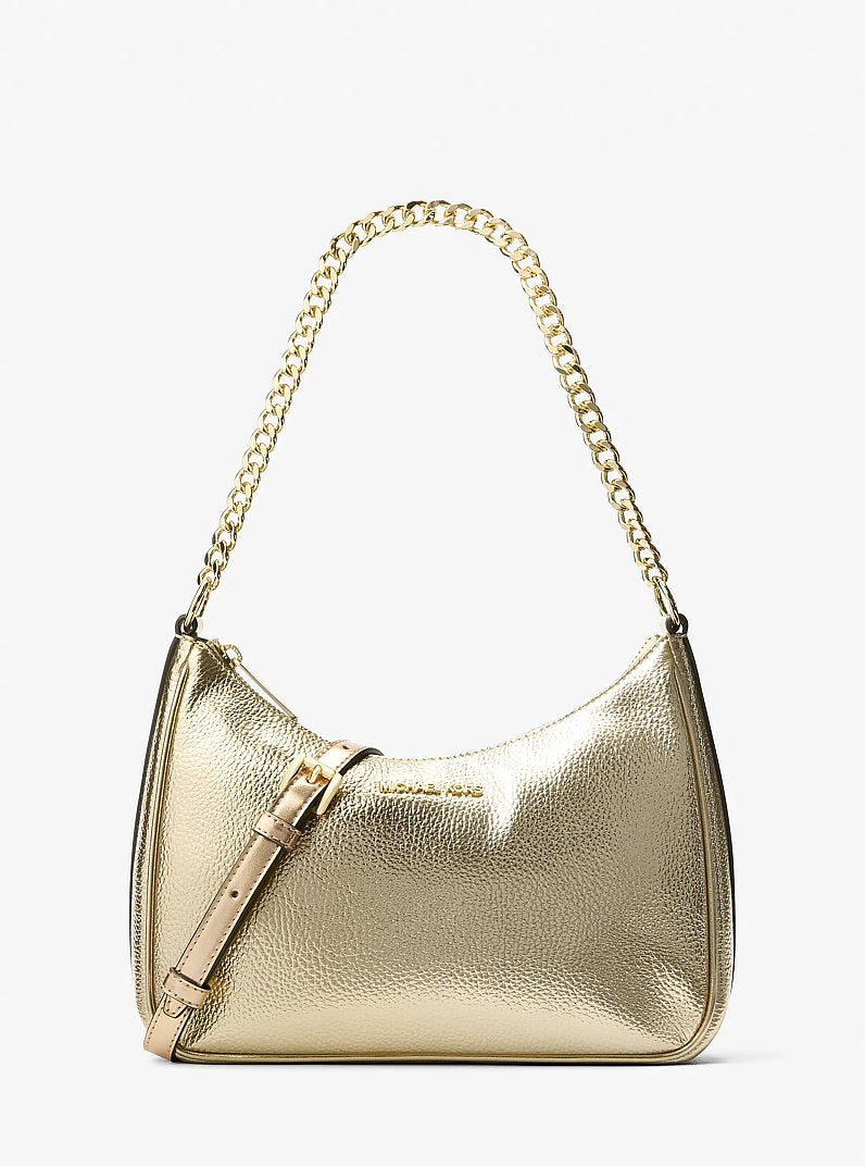 Jet Set Travel Large Metallic Convertible Crossbody Bag in PALE GOLD | Michael Kors