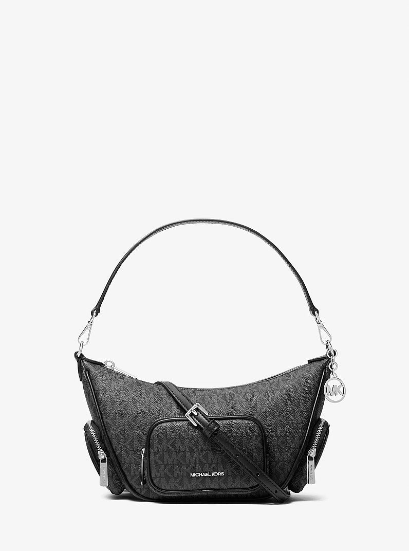 Merritt Small Signature Logo Convertible Crossbody Bag in BLACK | Michael Kors