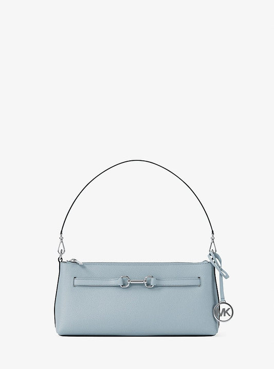 Michael Kors Carson Small Pebbled Leather Convertible Crossbody Bag en Pale Ocean — vista frontal | Original Export