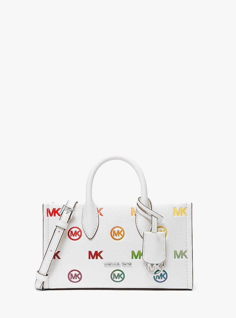 Mirella Small Rainbow Logo Embossed Convertible Crossbody Bag in OPTIC WHITE | Michael Kors