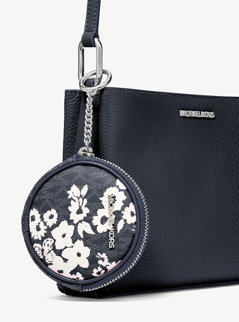 Nécessaire Michael Kors Trisha Pebbled Leather Crossbody Bag With Printed Signature Logo Pouch, Couro Pebbled, cor Azul Marinho, vista adicional 5 | Original Exports