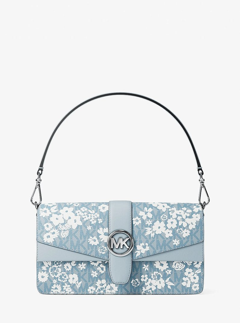 Greenwich Medium Printed Signature Logo Convertible Shoulder Bag in ADMIRAL