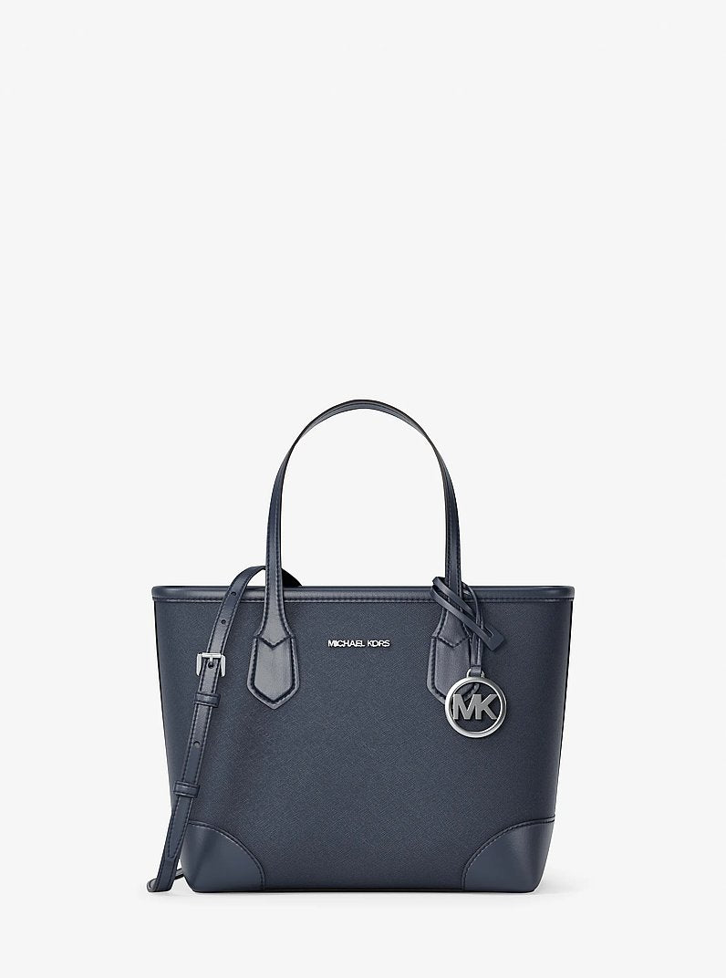 Eva Extra-Small Saffiano Leather Convertible Tote Bag in NAVY