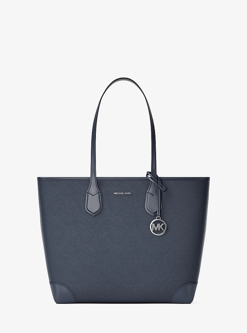 Eva Large Saffiano Leather Tote Bag in NAVY