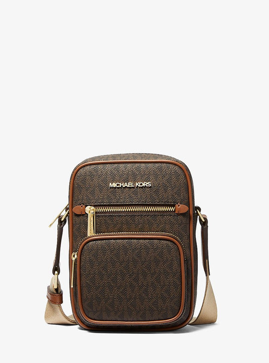 Michael Kors Jet Set Medium Signature Logo Crossbody Bag en Brown — vista frontal | Original Export