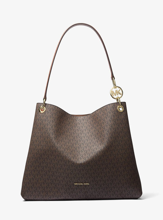 Michael Kors Christina Large Signature Logo Shoulder Bag en Lt Crm Multi — vista frontal | Original Export