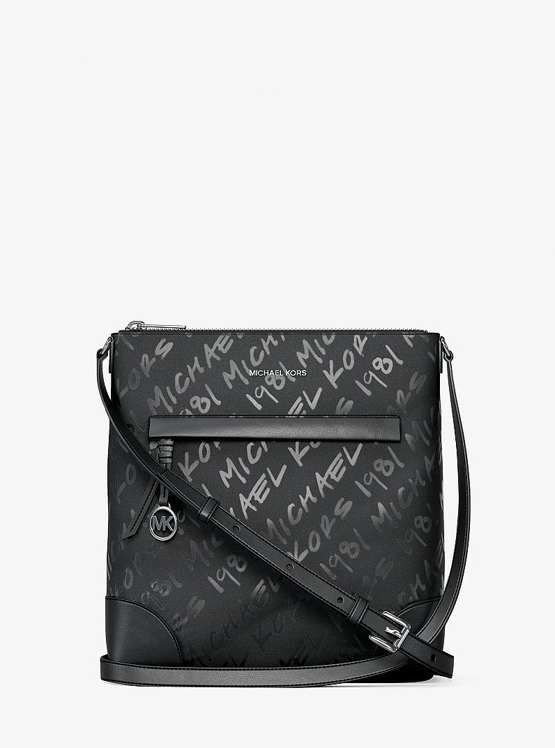 Prescott Small Logo Printed Nylon Crossbody Bag in BLACK | Michael Kors
