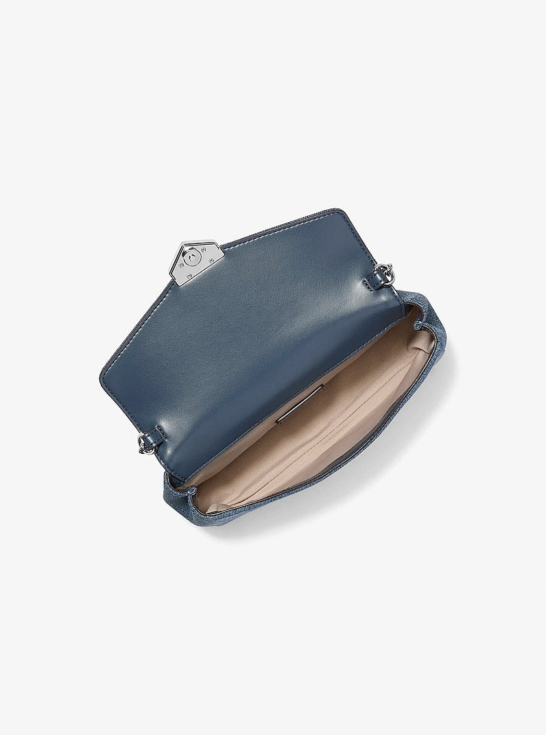 Soho Small Embellished Denim Convertible Crossbody Bag in WASHED DENIM | Michael Kors