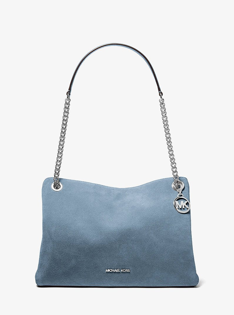 Christina Medium Suede Messenger Bag in DENIM | Michael Kors