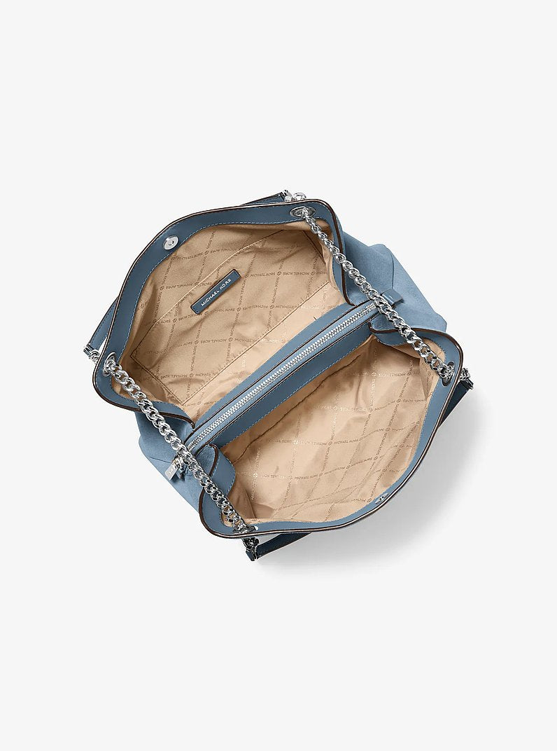 Christina Medium Suede Messenger Bag in DENIM | Michael Kors