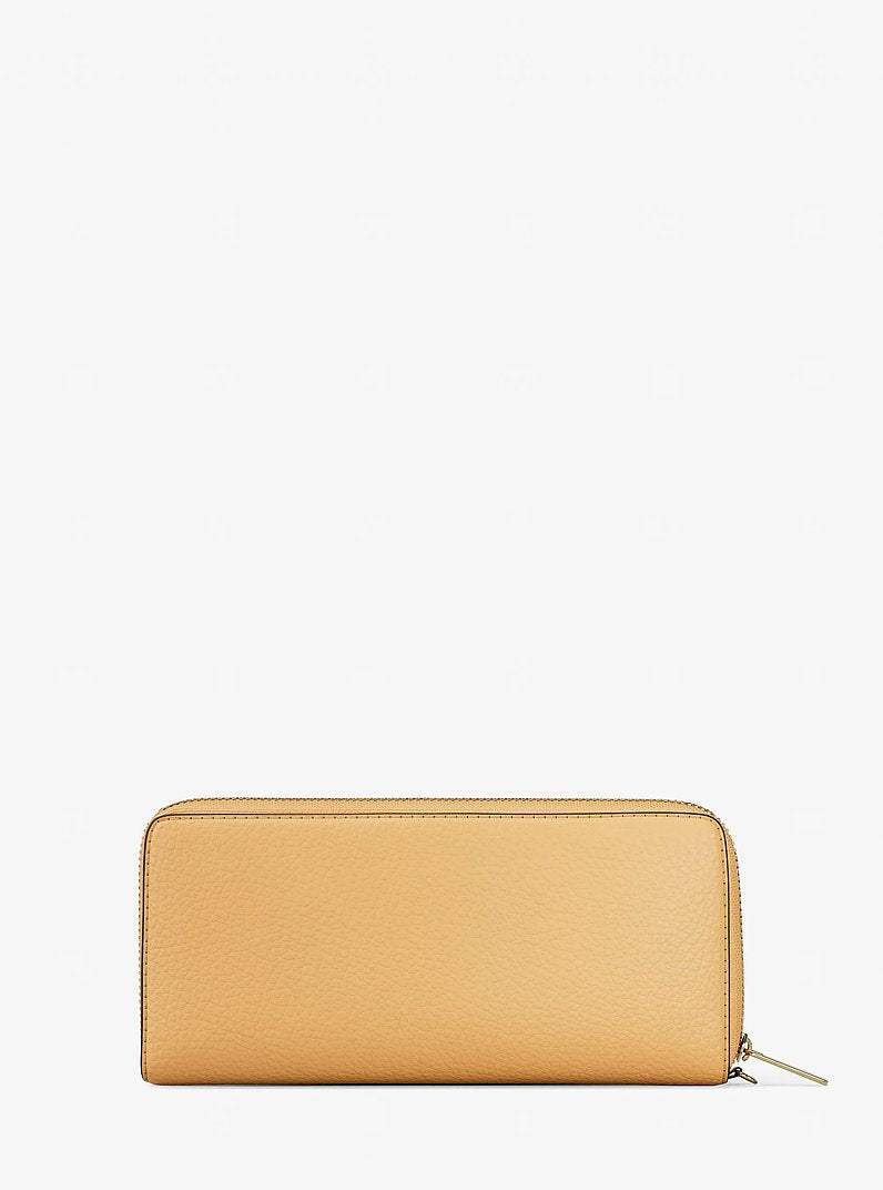 Carteira de Pulso Michael Kors Jet Set Travel Large Pebbled Leather Wristlet, Couro Pebbled, cor Honeywheat (Dourado Acastanhado), detalhe do material | Original Exports