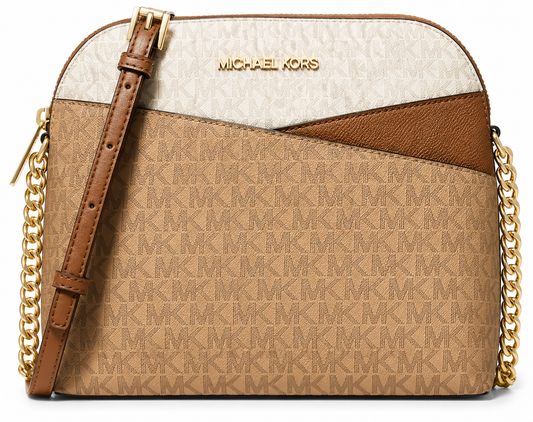 Michael Kors Bolsa feminina de couro transversal de viagem Jet Set média