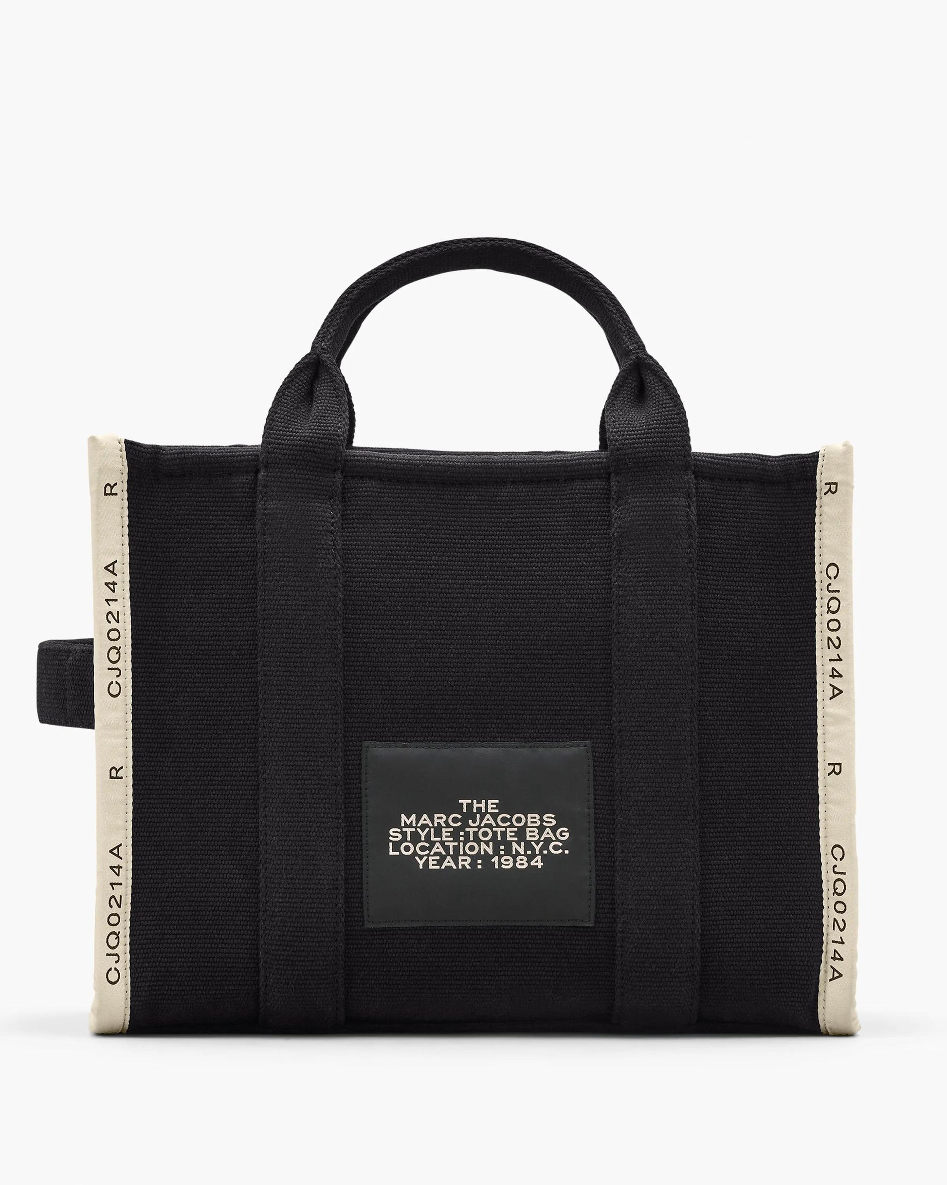 Bolsa Marc Jacobs The Jacquard Medium Tote Bag, Jacquard Tecido de Luxo, cor Preto, detalhe do material | Original Exports