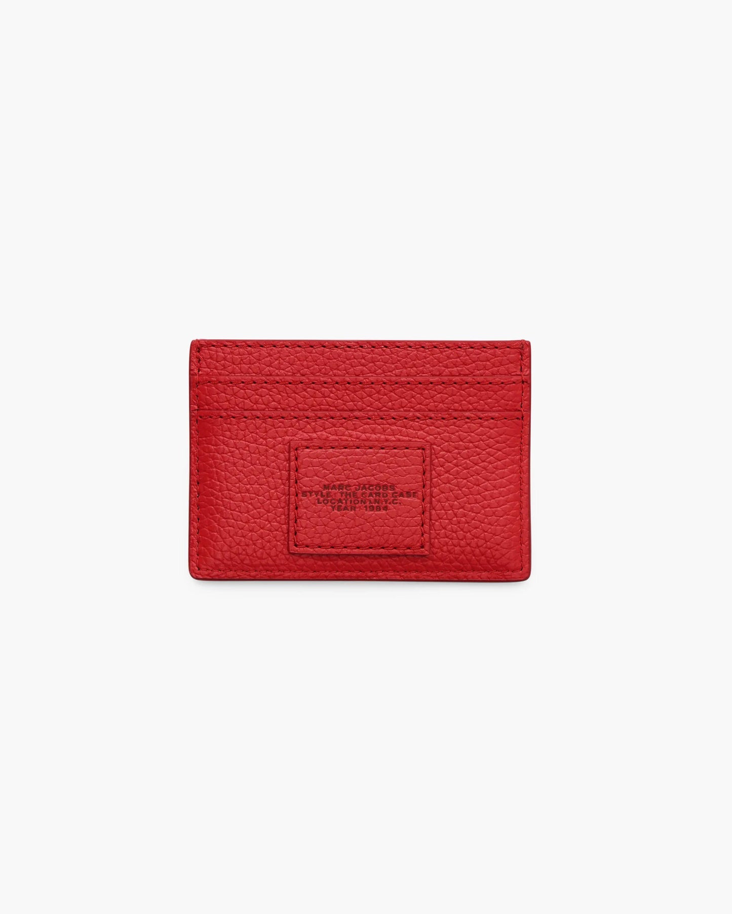 Carteira Marc Jacobs The Leather Card Case, Couro Legítimo Full-Grain, cor Vermelho Intenso, detalhe do material | Original Exports
