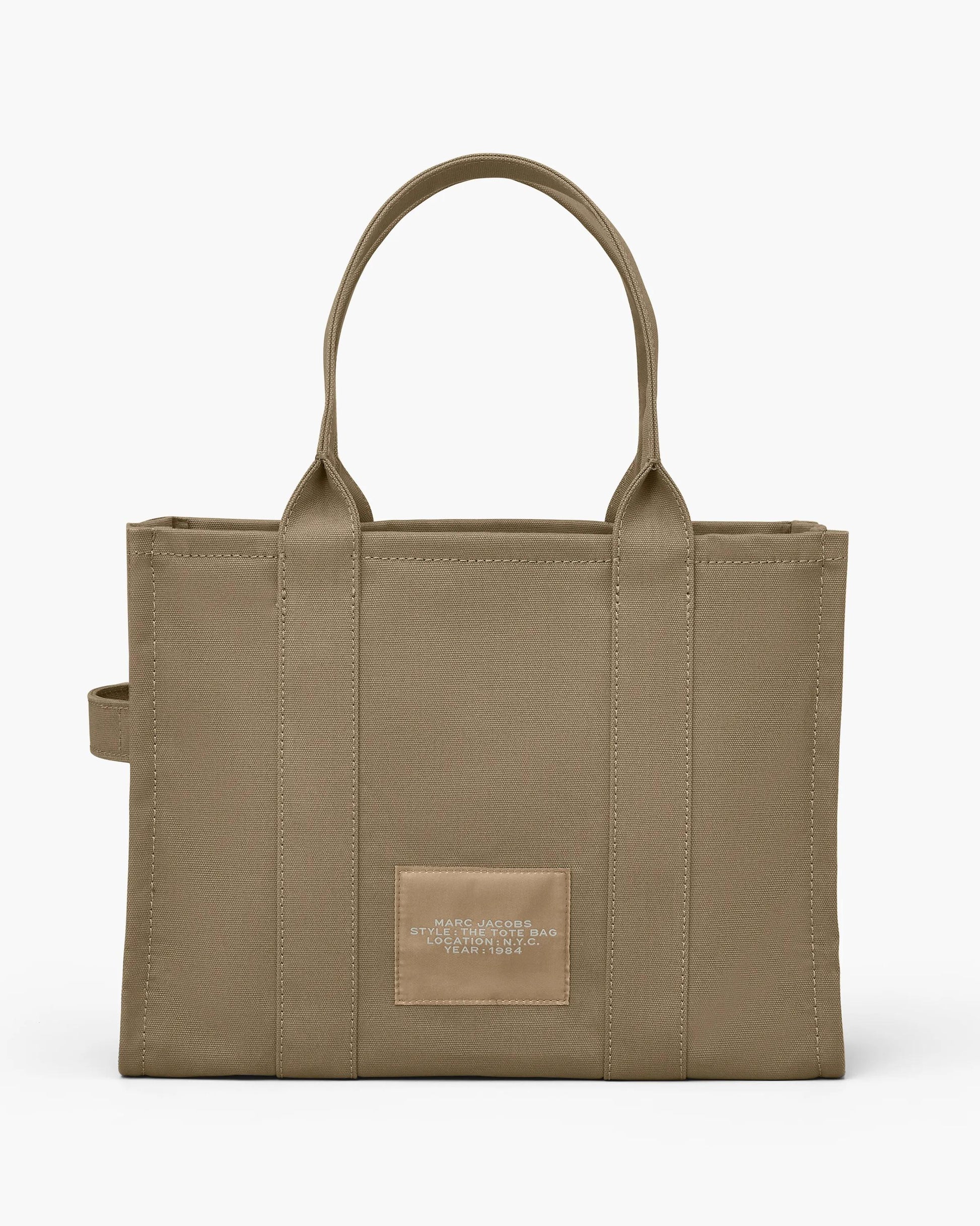 Bolsa Marc Jacobs The Canvas Large Tote Bag, Lona de Algodão, cor Verde Ardósia, vista lateral | Original Exports