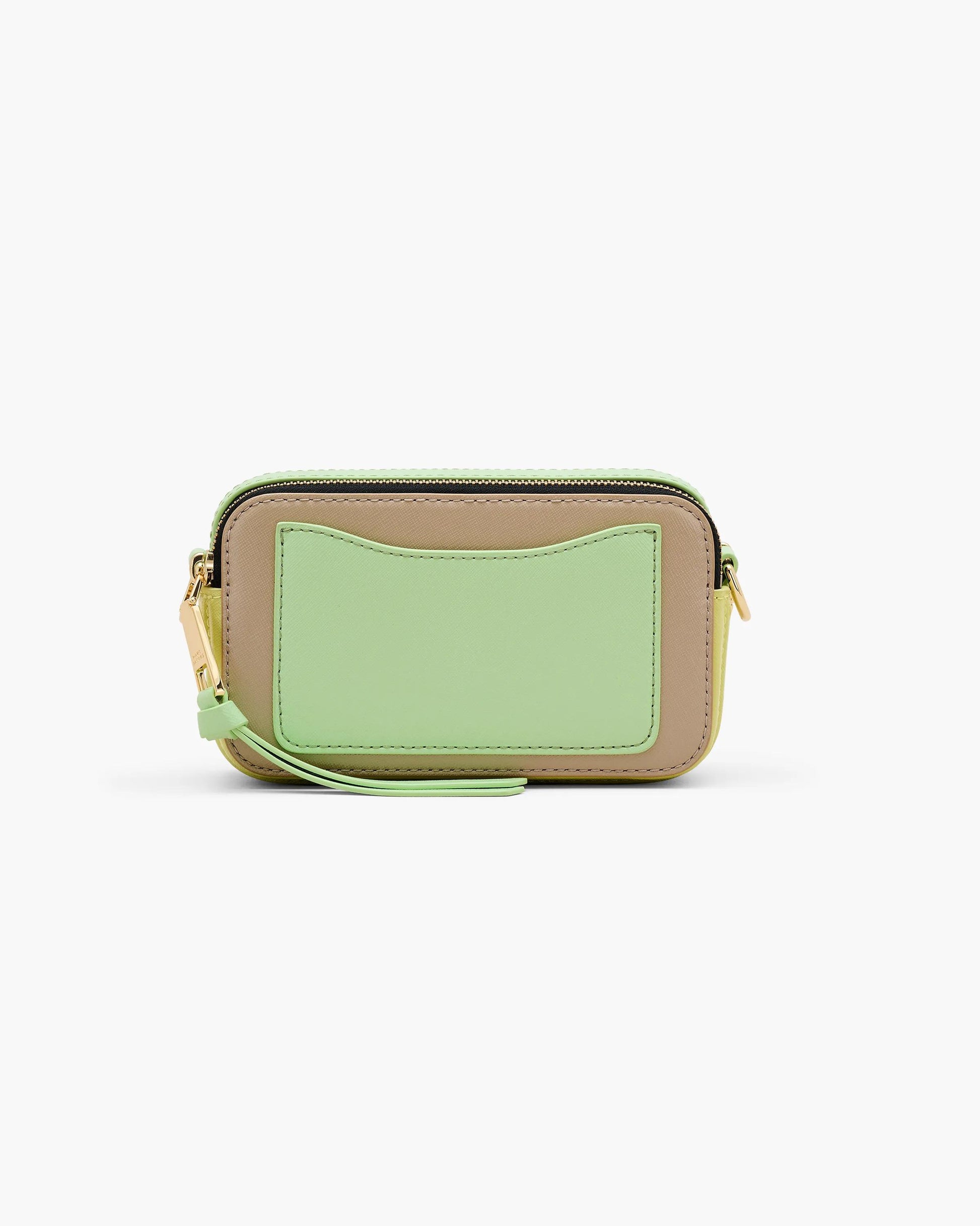 Bolsa Marc Jacobs The Snapshot Jacquard, Tecido Jacquard Estampado, cor Verde Menta Multicolor, detalhe do material | Original Exports