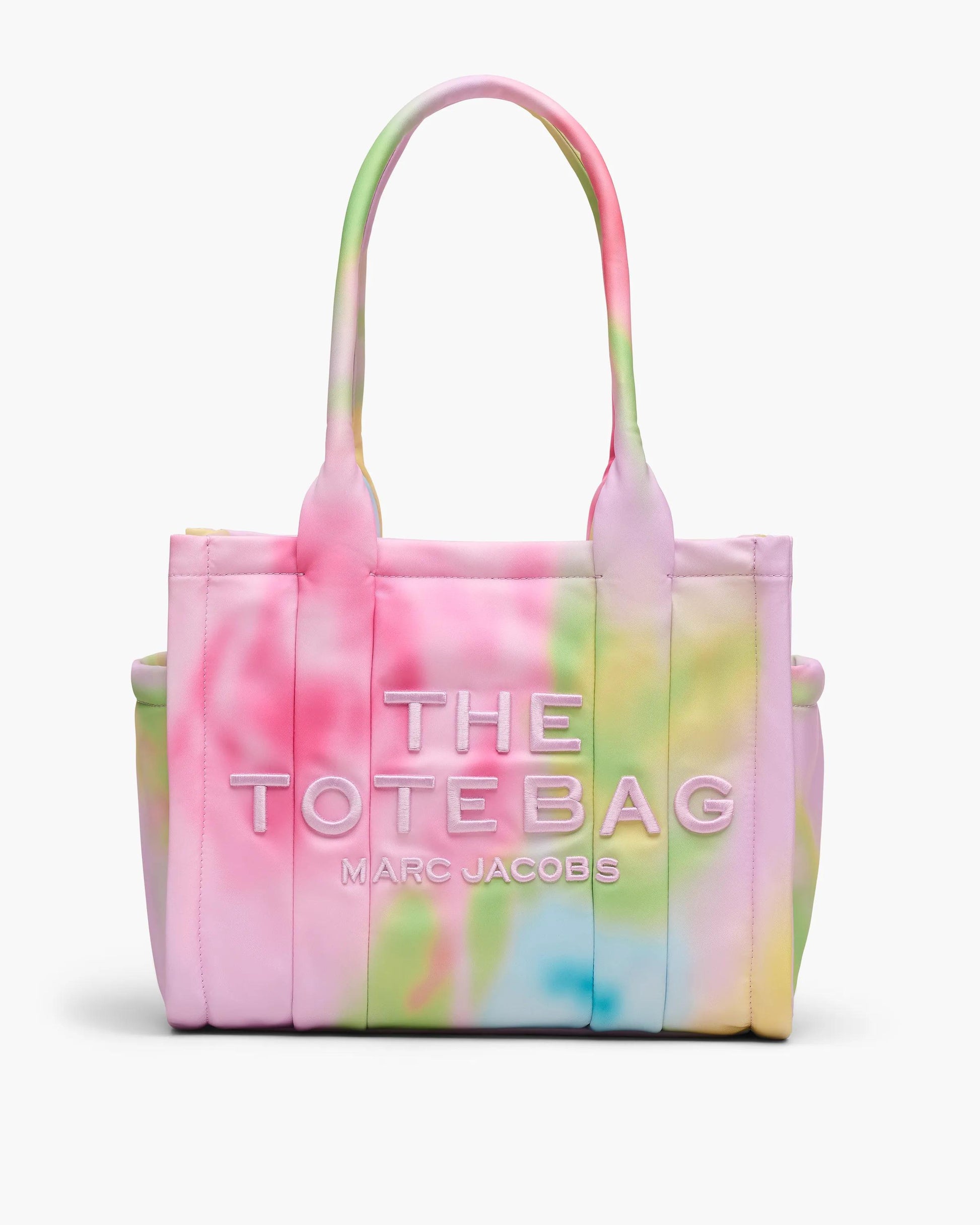 Bolsa Marc Jacobs The Blurred Floral Medium Puffy Nylon Tote Bag, Nylon acolchoado, cor Rosa Fita Multicolor, vista frontal | Original Exports