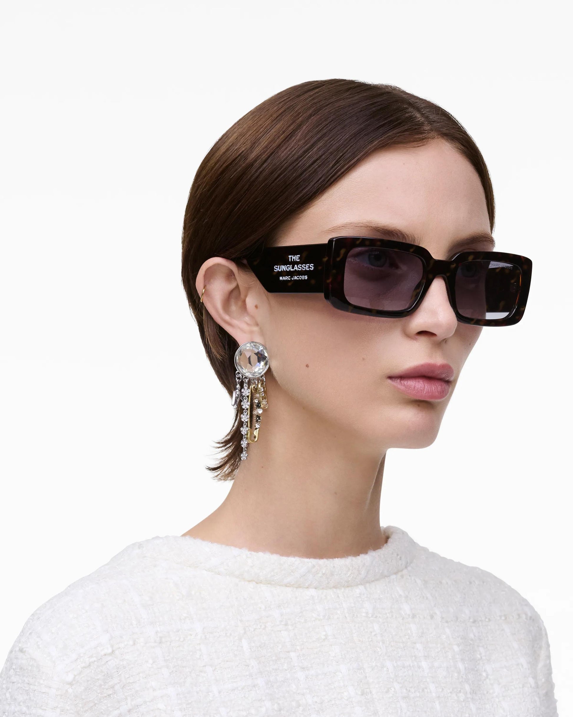 Óculos de Sol Marc Jacobs The Rectangle Sunglasses, Poliamida Injetada, cor Havana, vista lateral | Original Exports