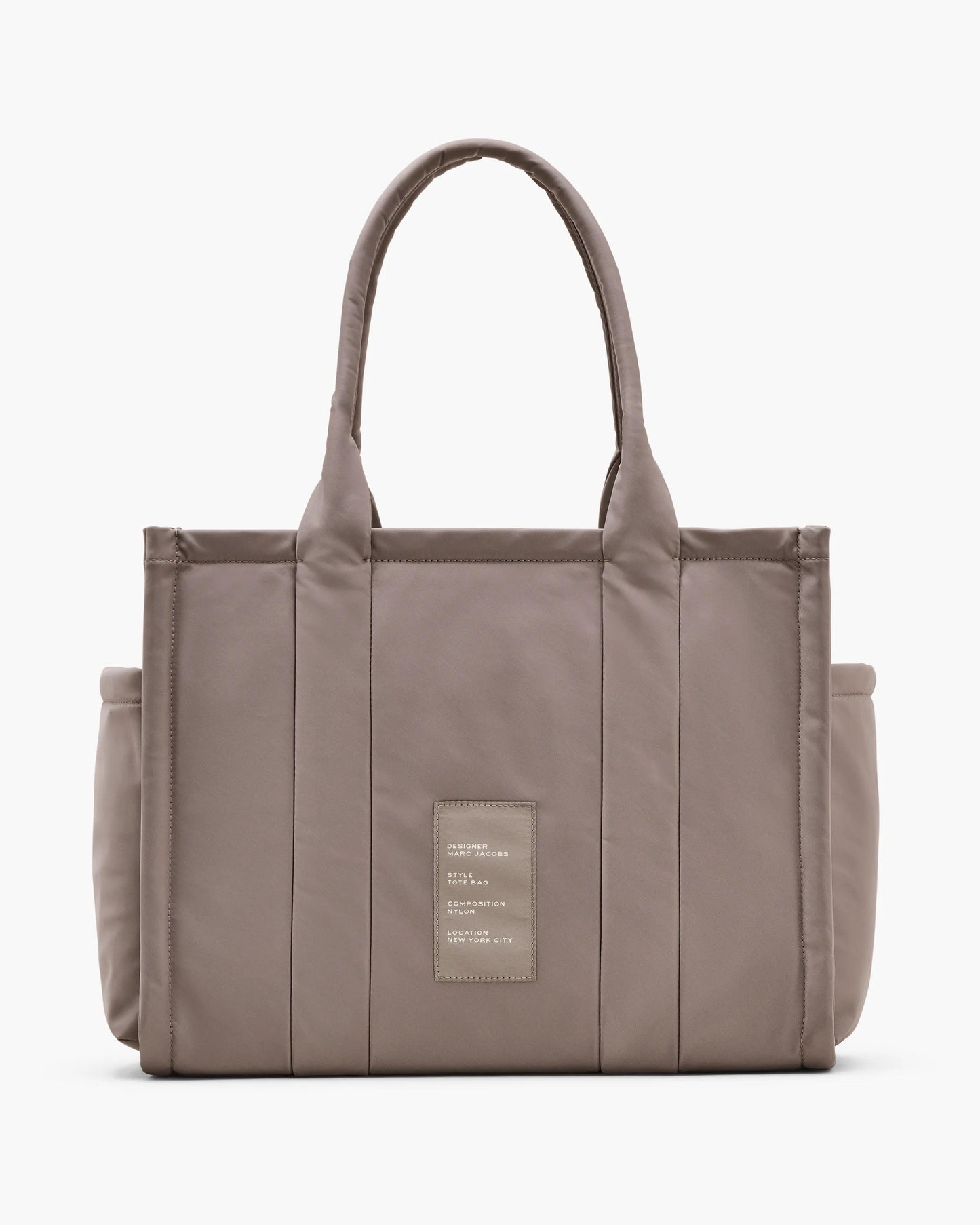 Bolsa Marc Jacobs The Puffy Nylon Large Tote Bag, Nylon acolchoado, cor Cimento, detalhe do material | Original Exports