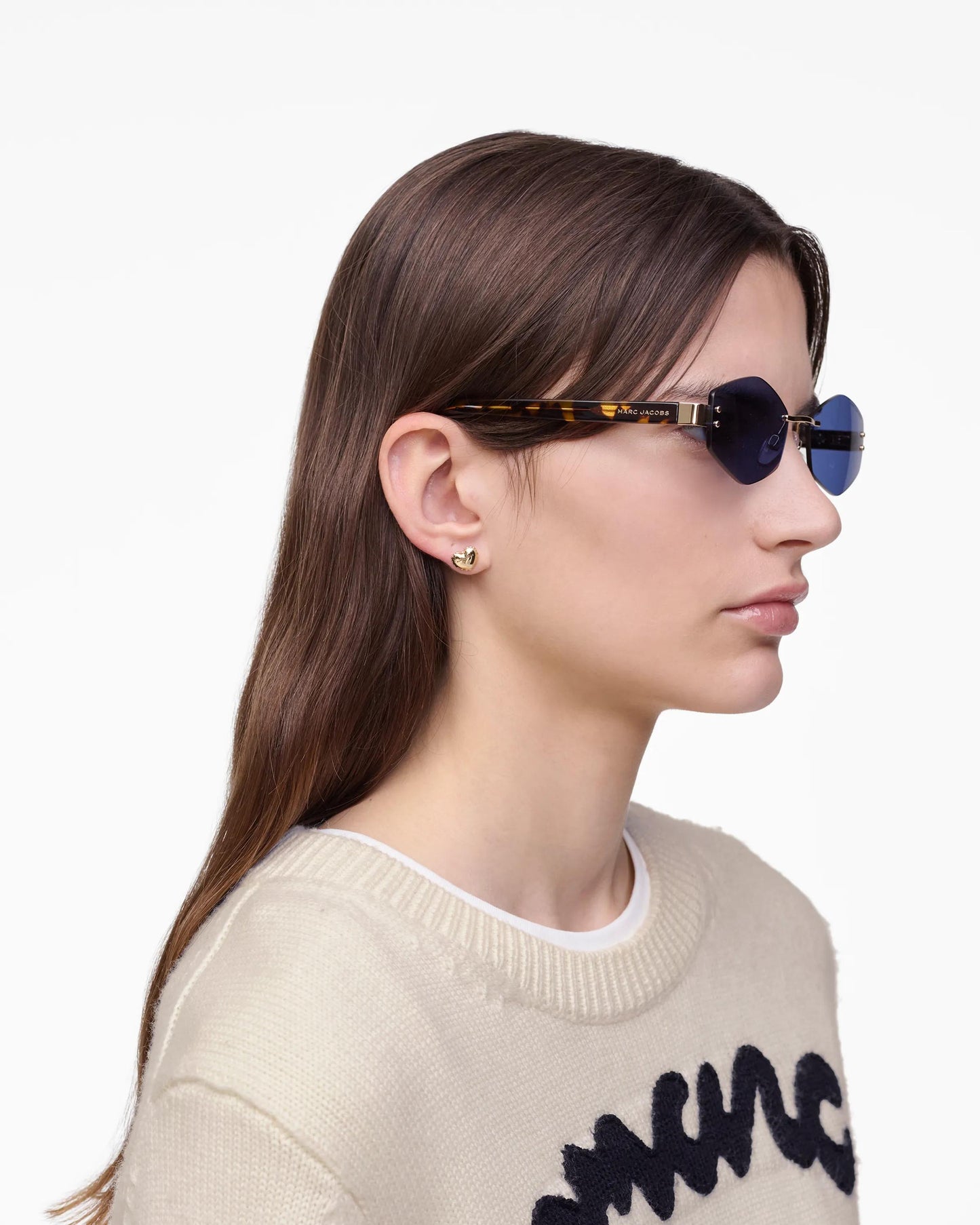 Óculos de Sol Marc Jacobs The Chain Sunglasses, Metal, cor Dourado, vista lateral | Original Exports
