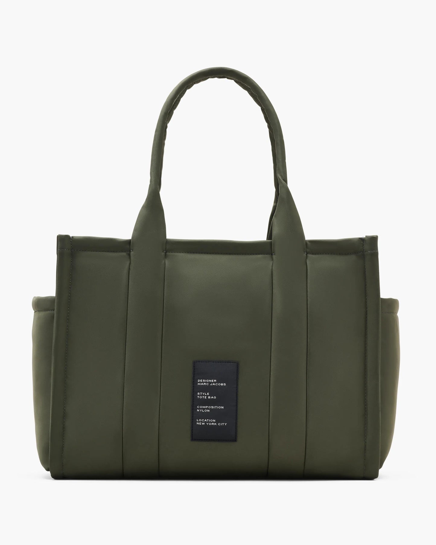 Bolsa Marc Jacobs The Puffy Nylon Large Tote Bag, Nylon acolchoado, cor Verde Militar, detalhe do material | Original Exports